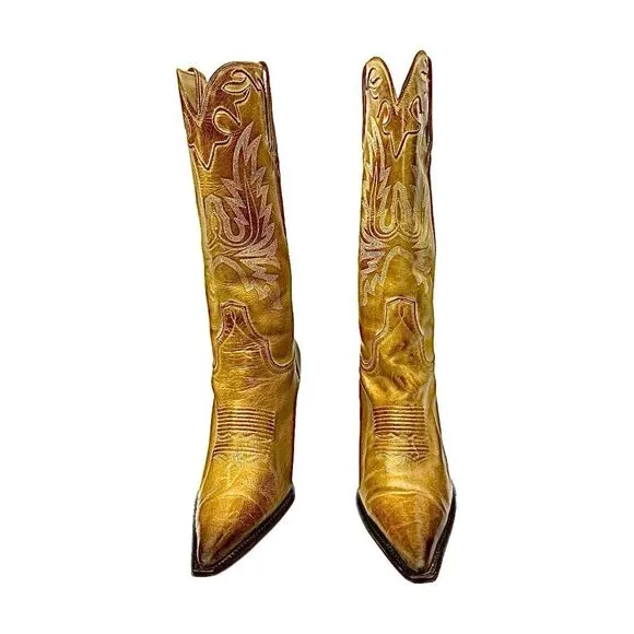 Lucchese Charlie 1 Horse Size  10 B Tan  Western Cowboy Heel I-4565 Boots RARE