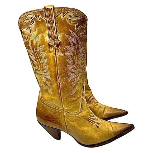 Lucchese Charlie 1 Horse Size  10 B Tan  Western Cowboy Heel I-4565 Boots RARE