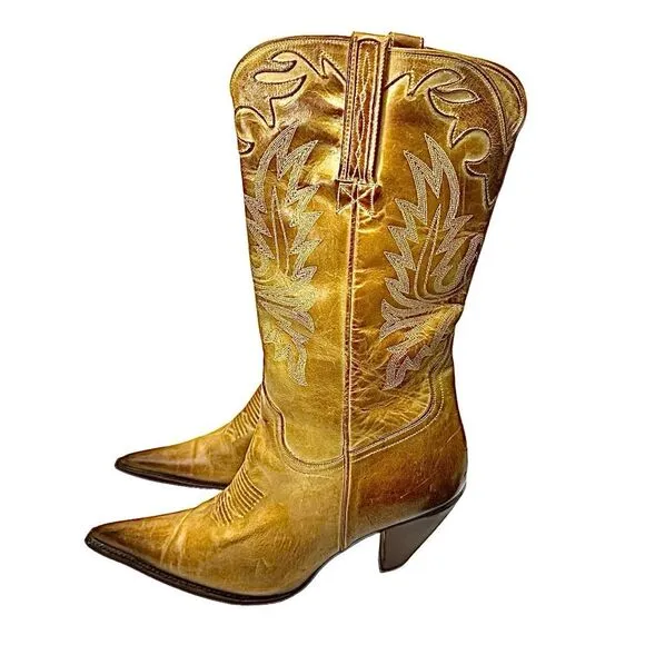 Lucchese Charlie 1 Horse Size  10 B Tan  Western Cowboy Heel I-4565 Boots RARE