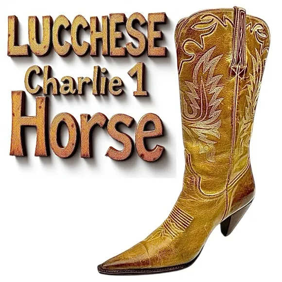 Lucchese Charlie 1 Horse Size  10 B Tan  Western Cowboy Heel I-4565 Boots RARE