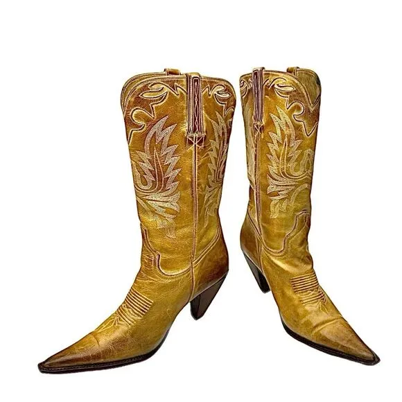Lucchese Charlie 1 Horse Size  10 B Tan  Western Cowboy Heel I-4565 Boots RARE
