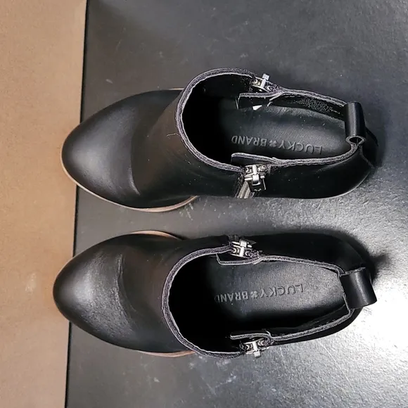 Lucky Brand Basel Black Leather Ankle Boots Girls Size 11M