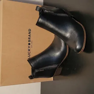 Lucky Brand Basel Black Leather Ankle Boots Girls Size 11M