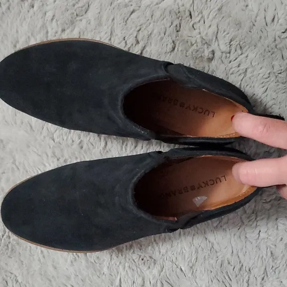 Lucky Brand black suede ankle boots