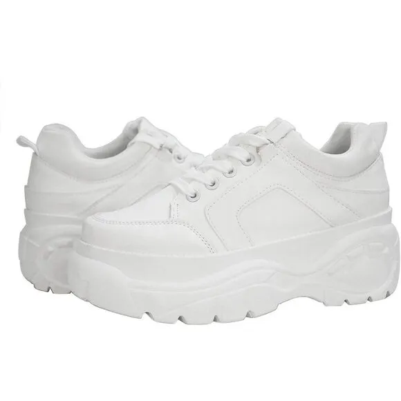 Lucky Step Walking Shoes Women Size (6-11) White Polyurethane Casual Sneakers.