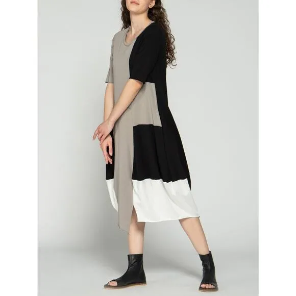 Luukaa Women's Block Midi Cotton Dress Size 12 NWT