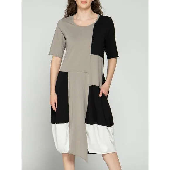 Luukaa Women's Block Midi Cotton Dress Size 12 NWT