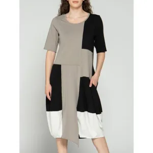 Luukaa Women's Block Midi Cotton Dress Size 12 NWT