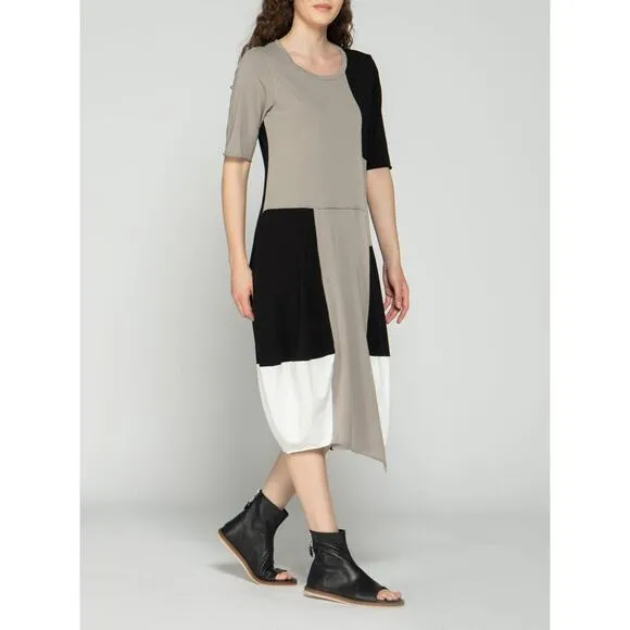 Luukaa Women's Block Midi Cotton Dress Size 12 NWT
