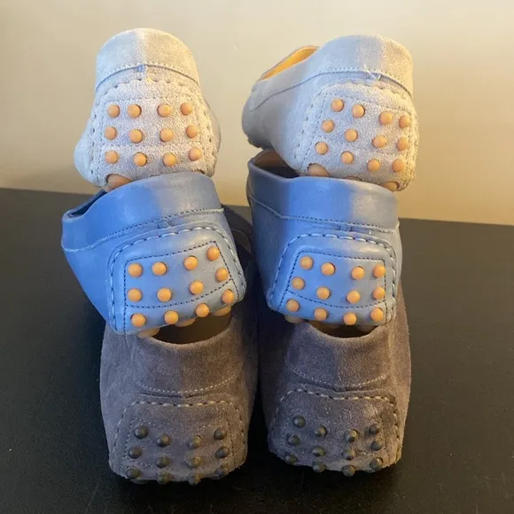 M. Gemi blue leather&amp;suede felize moccasin loafers size 9.5/10 US 3 available