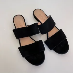 M. Gemi Womens Capri Slide Flats Black Suede Slip On Double Strap