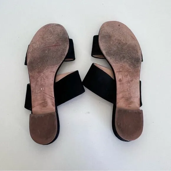 M. Gemi Womens Capri Slide Flats Black Suede Slip On Double Strap