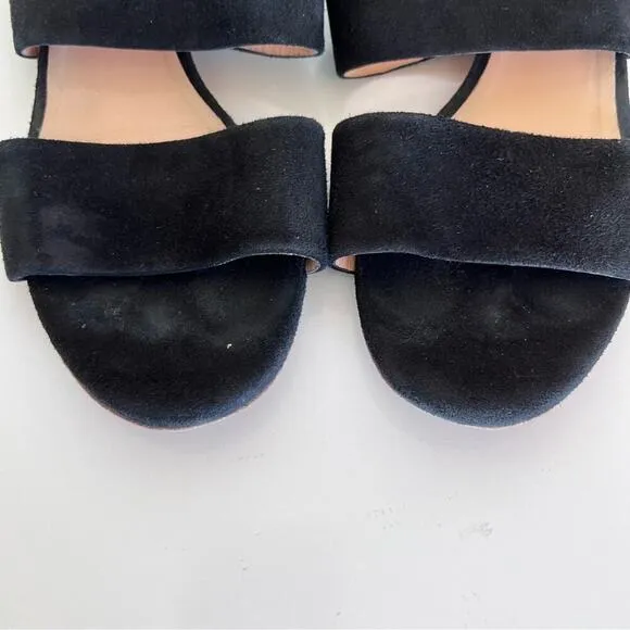M. Gemi Womens Capri Slide Flats Black Suede Slip On Double Strap