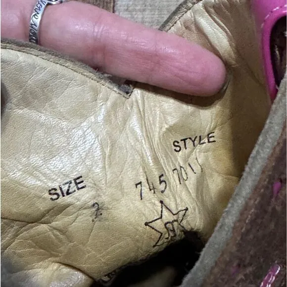 Macie Bean Pink Square Toe Guns Revolvers Stars Cowgirl Boots US 2