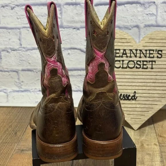 Macie Bean Pink Square Toe Guns Revolvers Stars Cowgirl Boots US 2