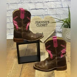 Macie Bean Pink Square Toe Guns Revolvers Stars Cowgirl Boots US 2