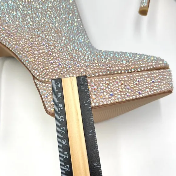 Madden Girl Womens 7M Lorile Blush Jewel Encrusted Platform Ankle Boots Shoes