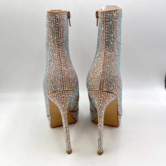 Madden Girl Womens 7M Lorile Blush Jewel Encrusted Platform Ankle Boots Shoes