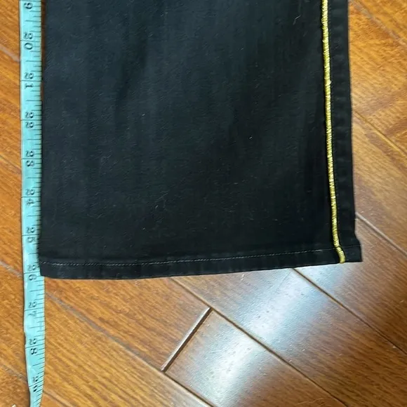 Madewell | Black Cali Demi-Boot Jeans Festive Gold Piping Edition Size 31/12