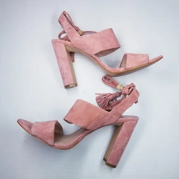 Madewell | Blush Suede Strap Heel Sandals 7.5