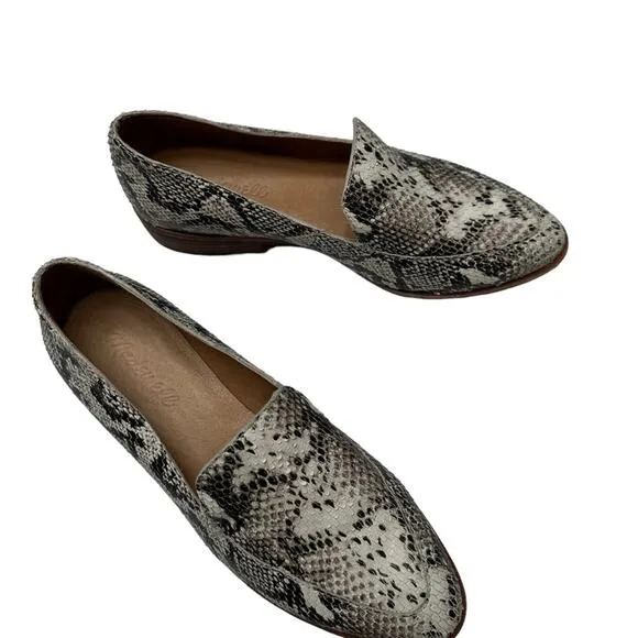 Madewell Frances Leather Snake Pointed Toe Flat Loafers Size 6.5