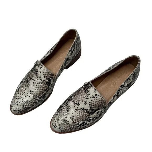 Madewell Frances Leather Snake Pointed Toe Flat Loafers Size 6.5