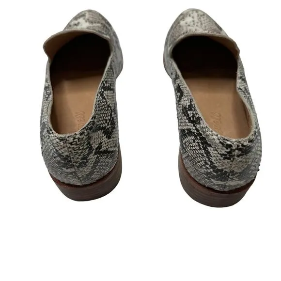 Madewell Frances Leather Snake Pointed Toe Flat Loafers Size 6.5