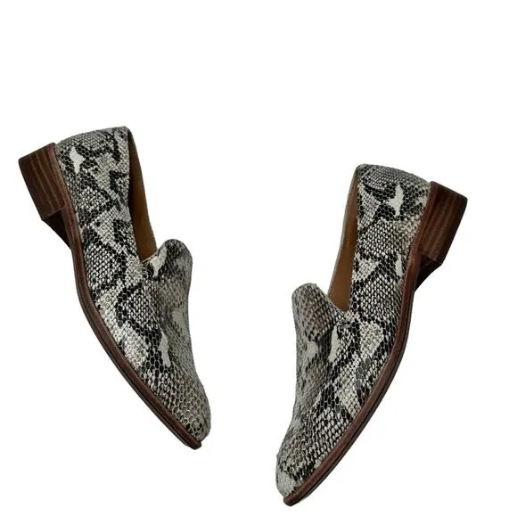 Madewell Frances Leather Snake Pointed Toe Flat Loafers Size 6.5