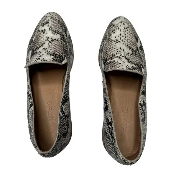Madewell Frances Leather Snake Pointed Toe Flat Loafers Size 6.5
