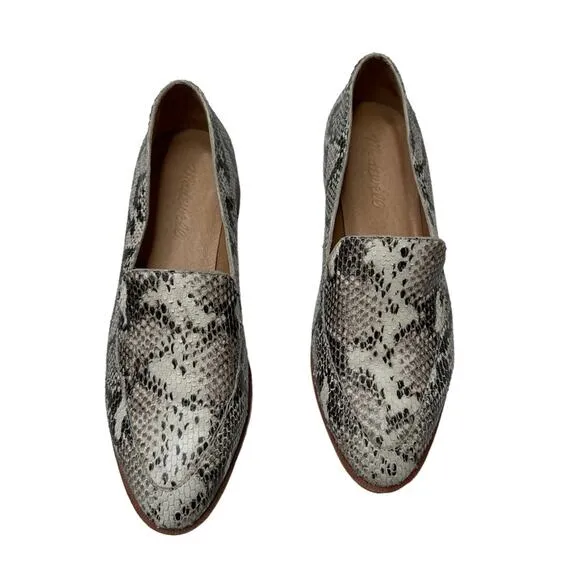 Madewell Frances Leather Snake Pointed Toe Flat Loafers Size 6.5