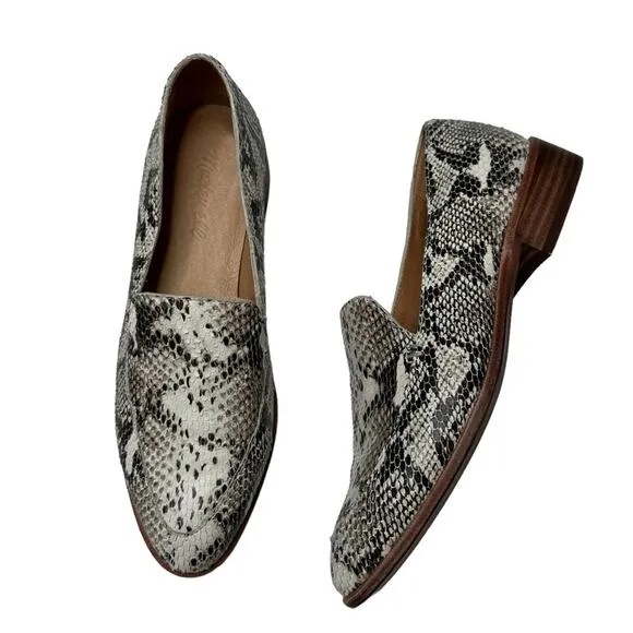 Madewell Frances Leather Snake Pointed Toe Flat Loafers Size 6.5