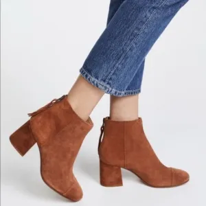 Madewell Jillian Heel Boots Suede Brown Maple Syrup Size 7.5 Women's