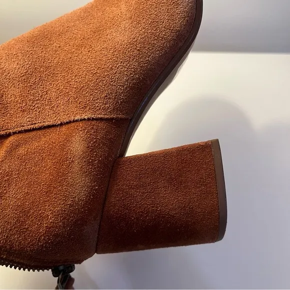 Madewell Jillian Heel Boots Suede Brown Maple Syrup Size 7.5 Women's