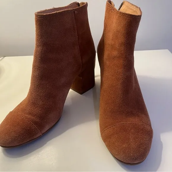 Madewell Jillian Heel Boots Suede Brown Maple Syrup Size 7.5 Women's