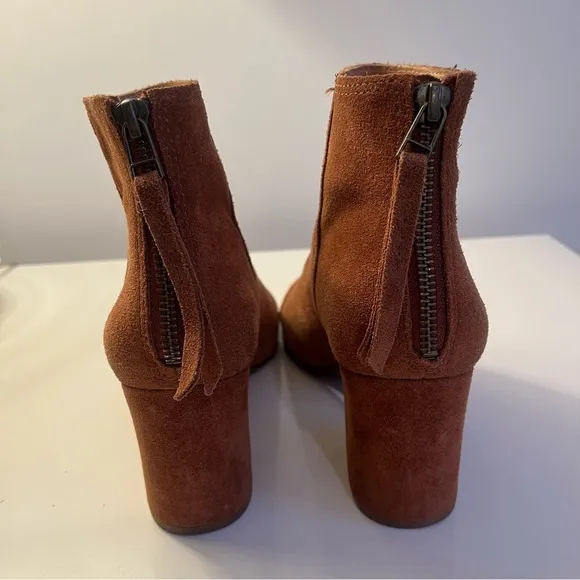 Madewell Jillian Heel Boots Suede Brown Maple Syrup Size 7.5 Women's