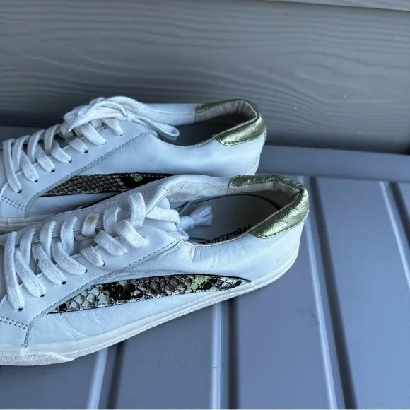 Madewell Sidewalk Low-Top Sneakers White Leather Snake Embossed Size 7.5 Women’s