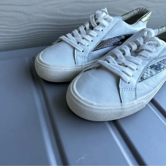 Madewell Sidewalk Low-Top Sneakers White Leather Snake Embossed Size 7.5 Women’s