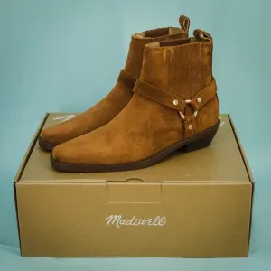 Madewell Size 9 Santiago Brown Suede Western Moto Pull On Ankle Bootie Boots NEW