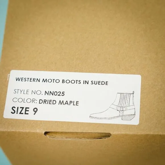 Madewell Size 9 Santiago Brown Suede Western Moto Pull On Ankle Bootie Boots NEW