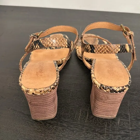 Madewell The Hollie Ankle-Strap Sandal in Snake Embossed Leather Sz 7
