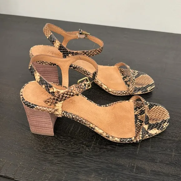 Madewell The Hollie Ankle-Strap Sandal in Snake Embossed Leather Sz 7