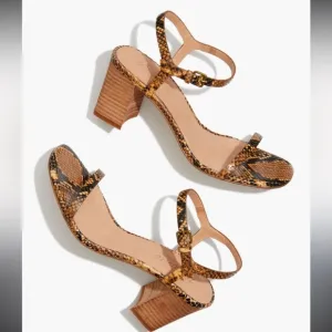 Madewell The Hollie Ankle-Strap Sandal in Snake Embossed Leather Sz 7