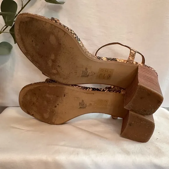 Madewell | The Hollie | ankle strap | snake embossed | block heel | 9 | sandals