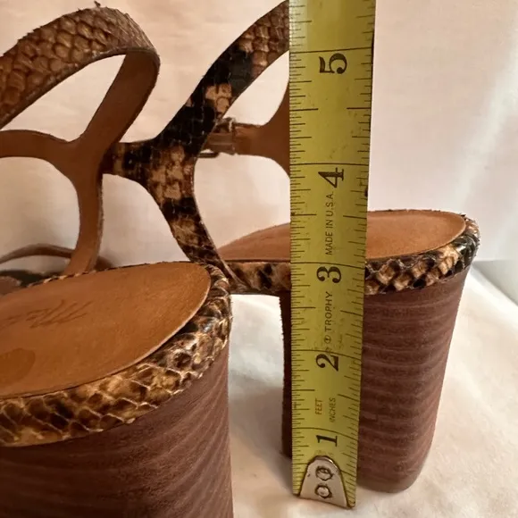 Madewell | The Hollie | ankle strap | snake embossed | block heel | 9 | sandals