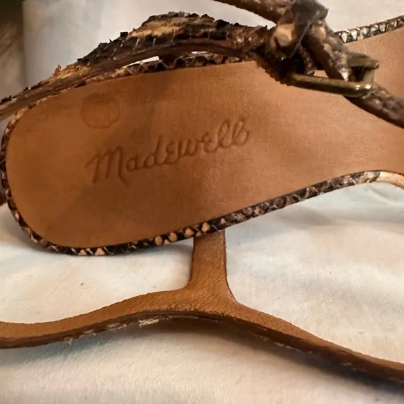 Madewell | The Hollie | ankle strap | snake embossed | block heel | 9 | sandals