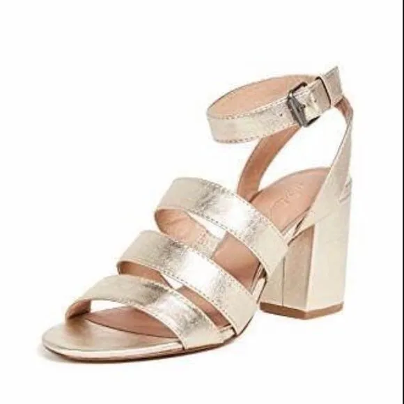 Madewell Women’s Metallic White Gold Bistra 3 Strap Maria Sandals Sz 8 H2158 NIB