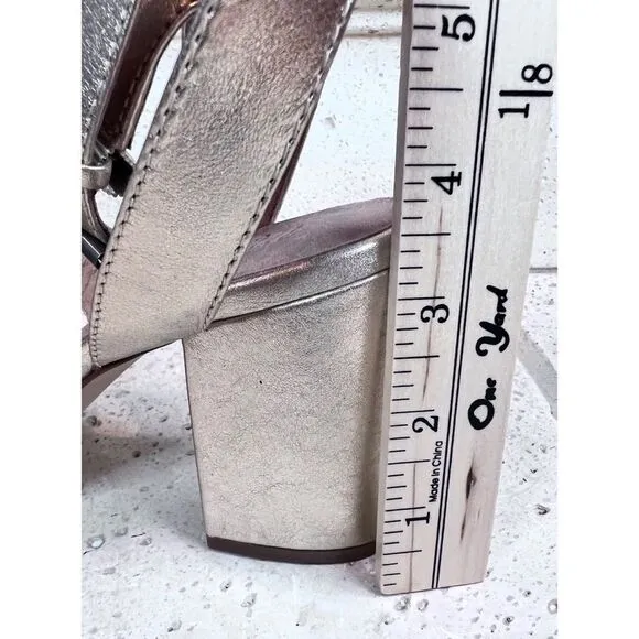 Madewell Women’s Metallic White Gold Bistra 3 Strap Maria Sandals Sz 8 H2158 NIB