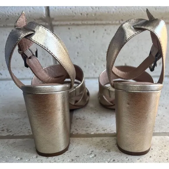 Madewell Women’s Metallic White Gold Bistra 3 Strap Maria Sandals Sz 8 H2158 NIB