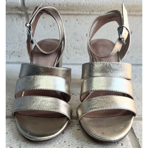 Madewell Women’s Metallic White Gold Bistra 3 Strap Maria Sandals Sz 8 H2158 NIB