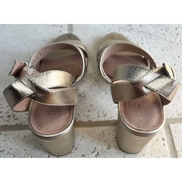 Madewell Women’s Metallic White Gold Bistra 3 Strap Maria Sandals Sz 8 H2158 NIB